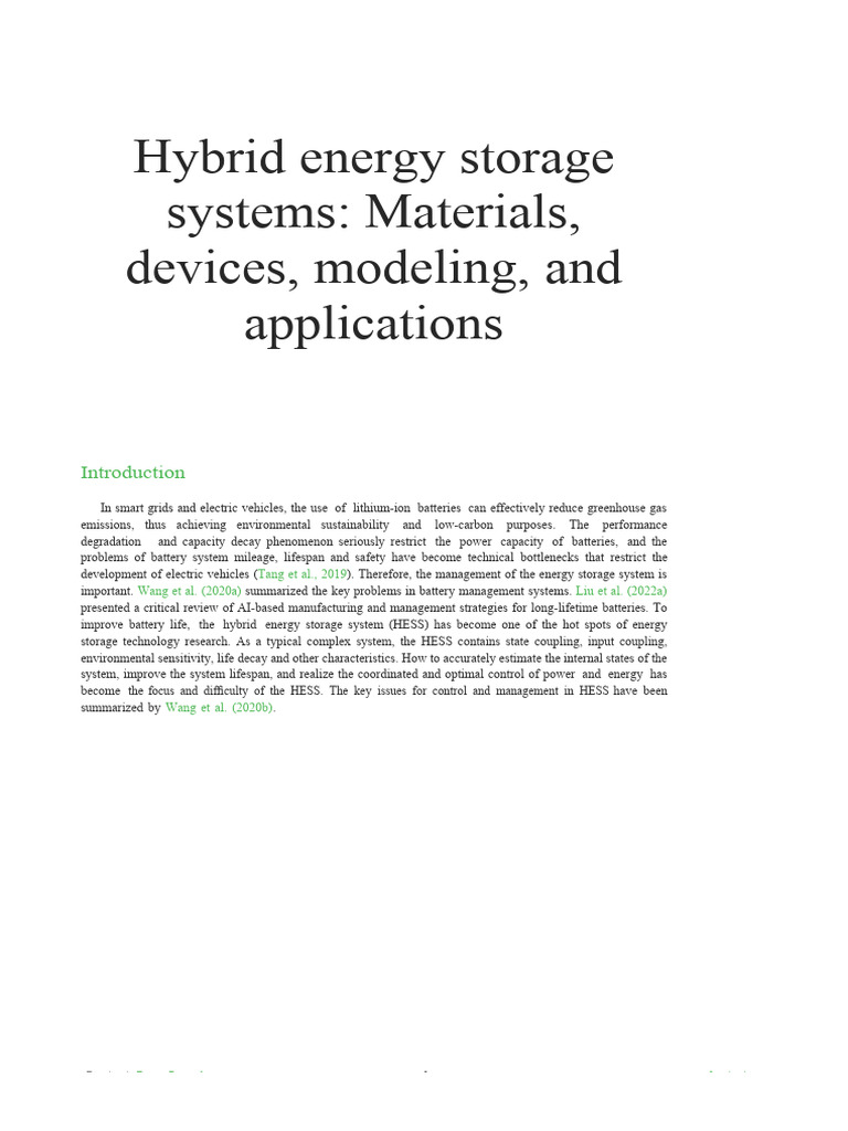 Hybrid Energy Storage System PDF Energy Storage Hybrid Vehicle