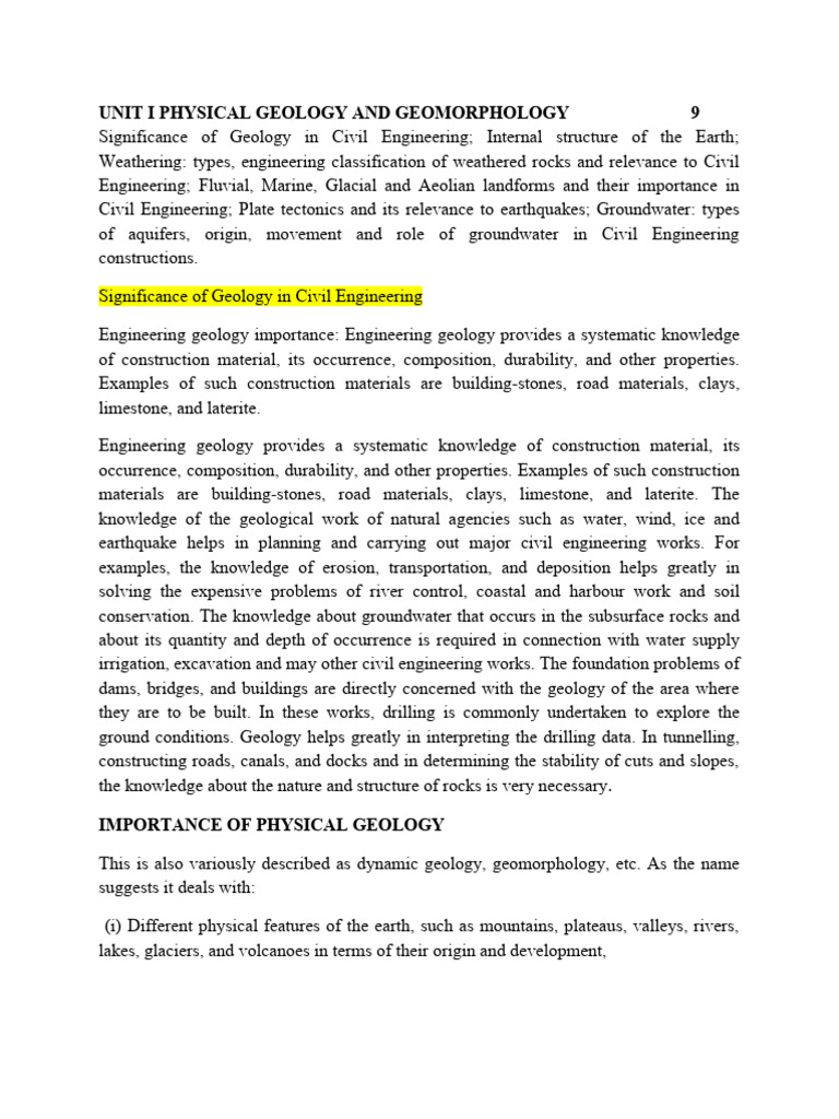 Geology's Role in Civil Engineering | PDF | Social Science | Science ...