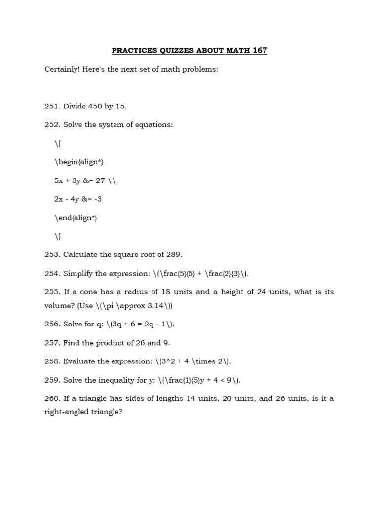 Practices Quizzes About Math 167 | PDF | Teaching Methods & Materials