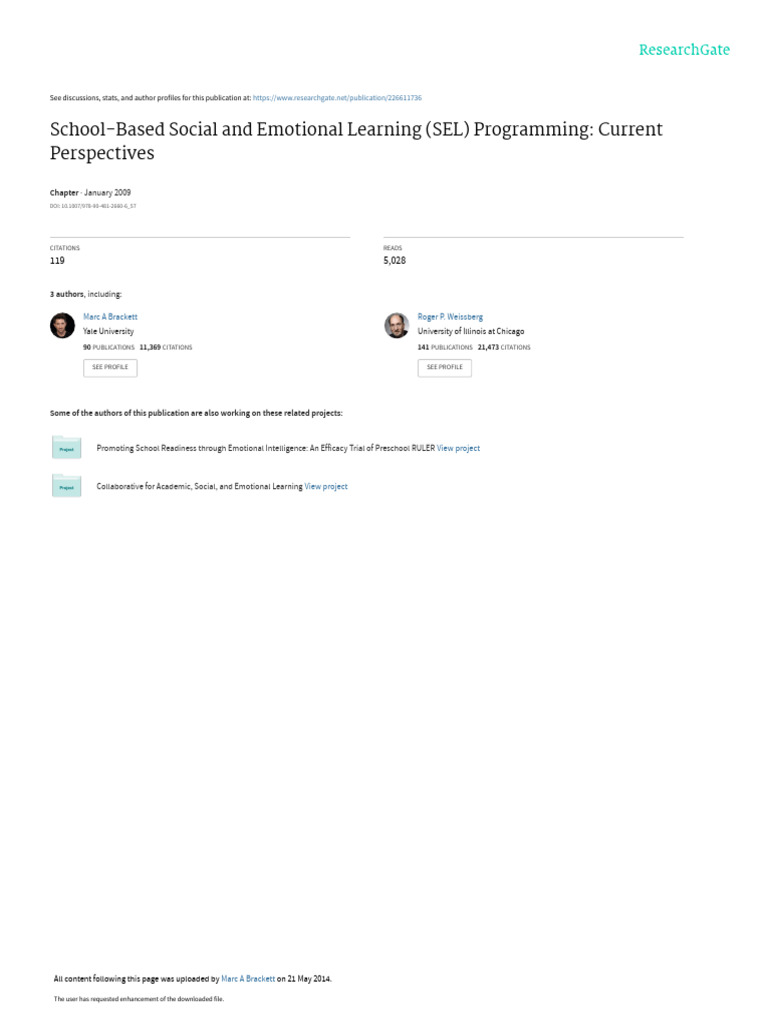 School Based Social And Emotional Learning Sel Programming Current Perspectives