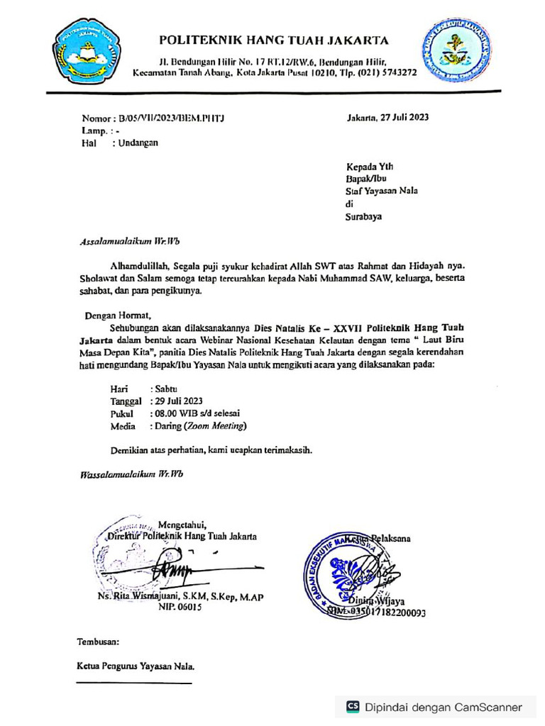 Surat Undangan Ketua Pengurus Yayasan Nala | PDF