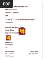 Summer Internships 2011 MBA 2010-12: Role of IT in The Banking Industry