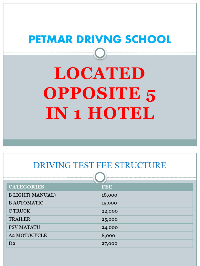 Driving Test Fees and Services Offered | PDF | Business