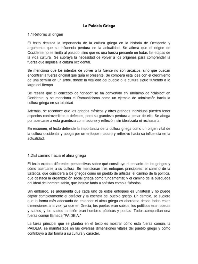 La Esencia de la Paideia Griega | PDF | Antigua Grecia | Mundo occidental