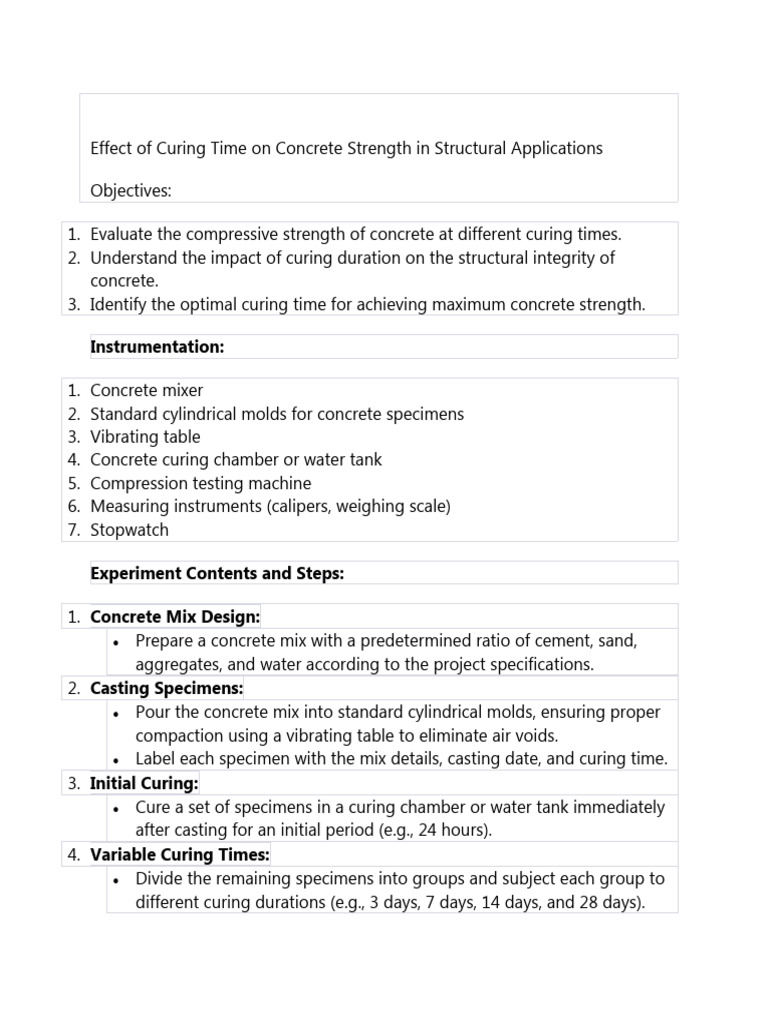 Effect of Curing Time On Concrete Strength in Structural Applications | PDF