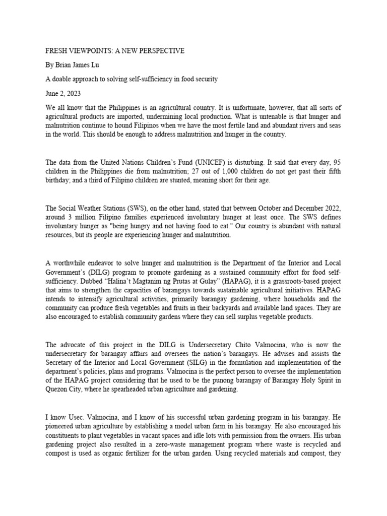 Food Security Pdf Food Security Malnutrition