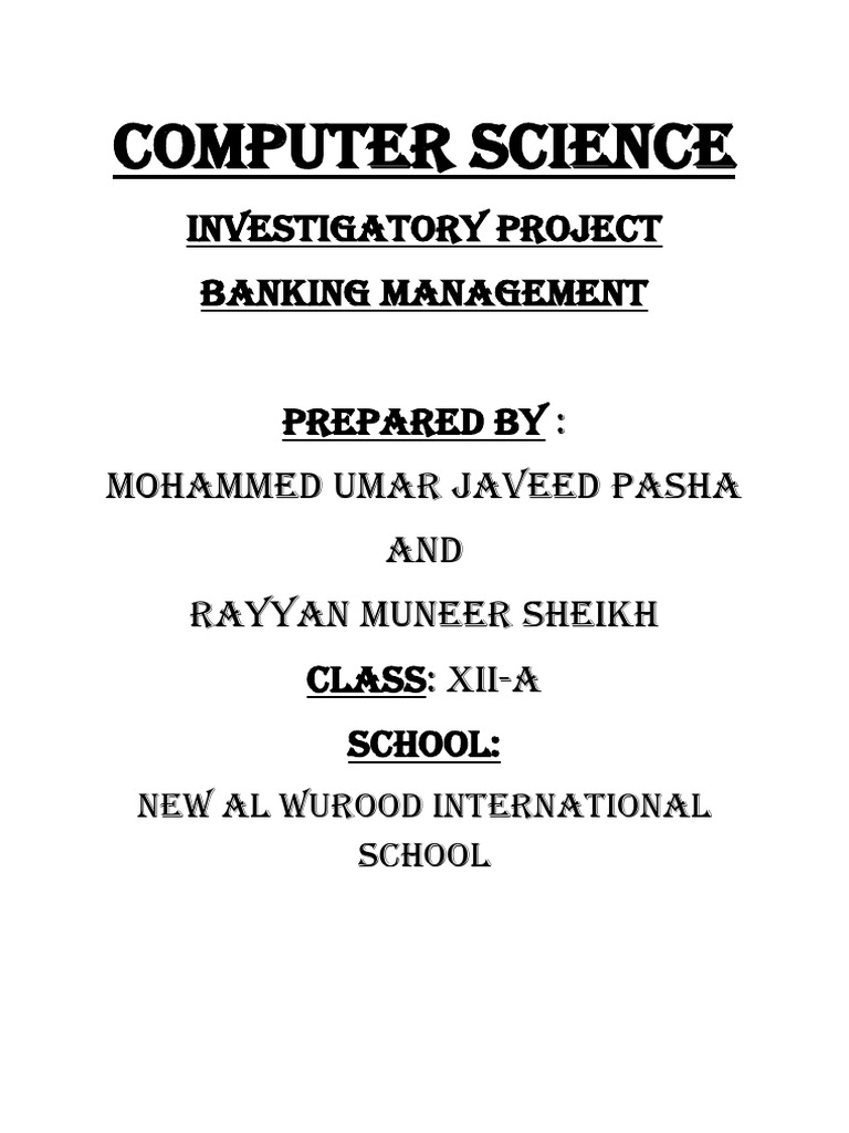 Banking Management System Project | PDF | Databases | Computer Program