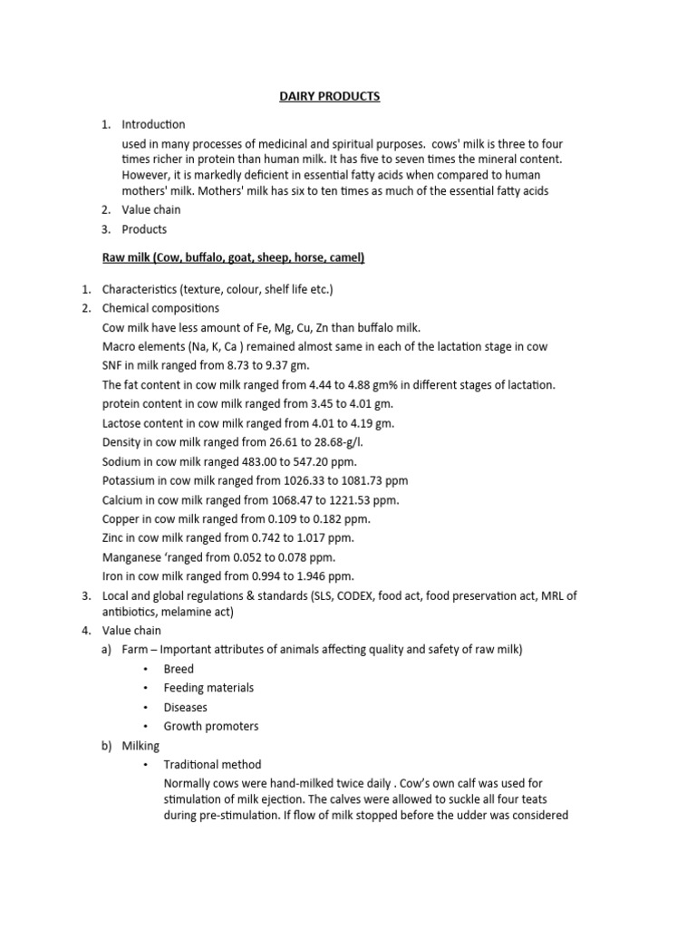 Objectives PDF Milk Cattle