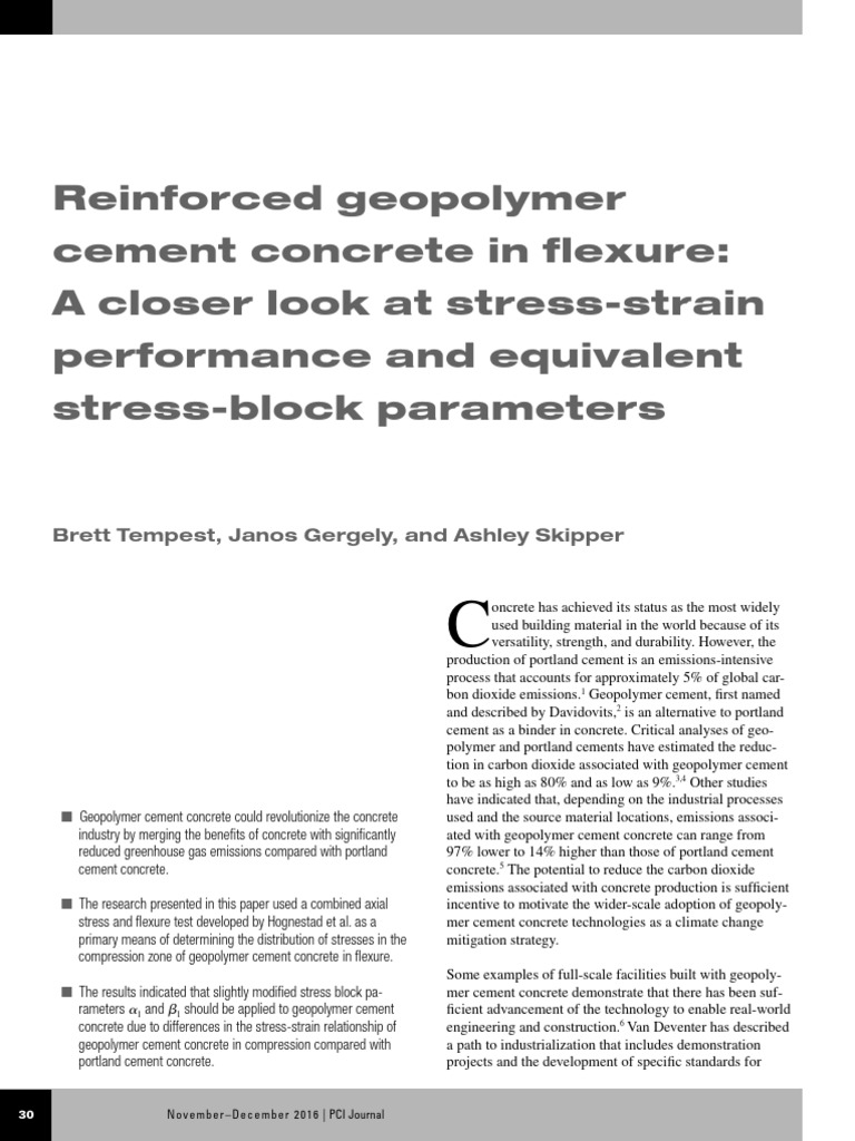 Geopolymer Cement Concrete: Stress Analysis | PDF | Concrete | Strength ...