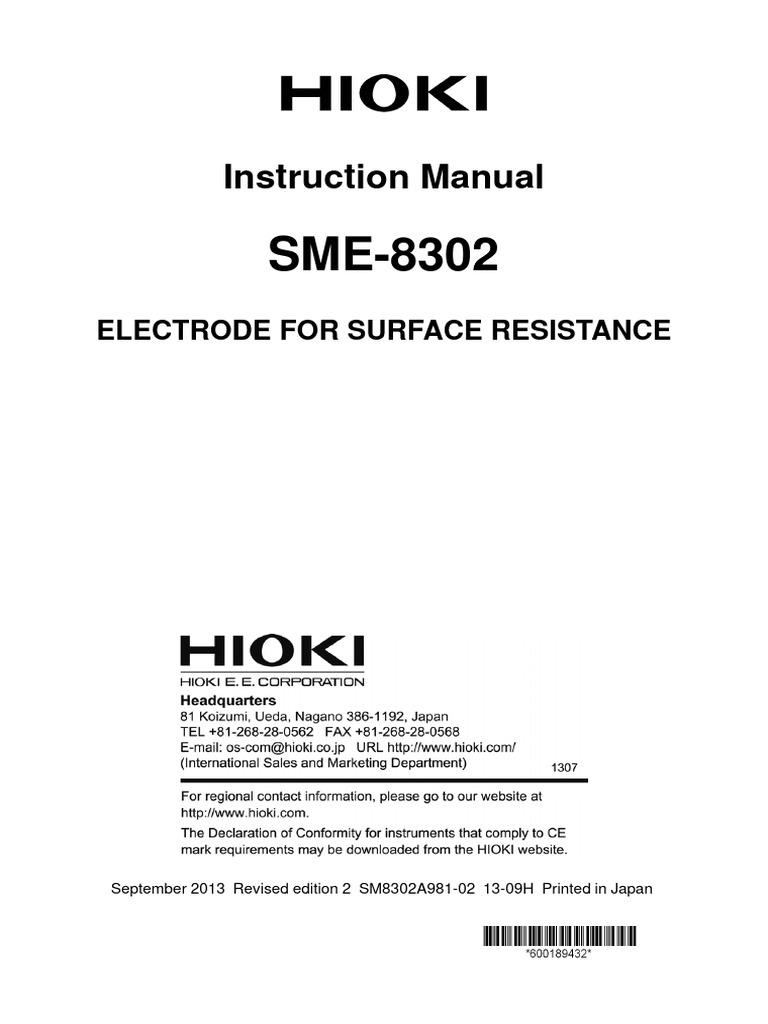 SME-8302 Electrode Manual & Warranty | PDF | Technology & Engineering