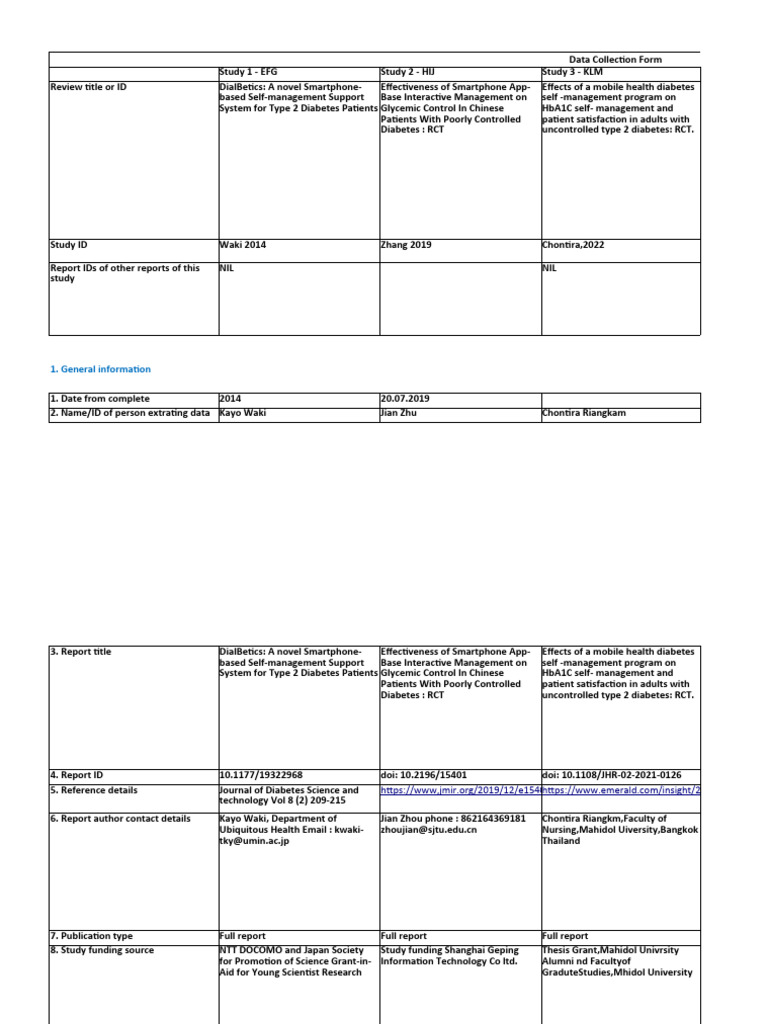 Diabetes Management Study Data Form | PDF | Clinical Medicine | Endocrine