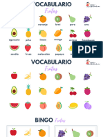 Fruta Vocabulario, Bingo