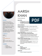 Aarish Khan Customer Care Executive Resume - 2024