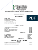 Fees For Freshers, Non Indigenes, Medical Sciences, Year 1