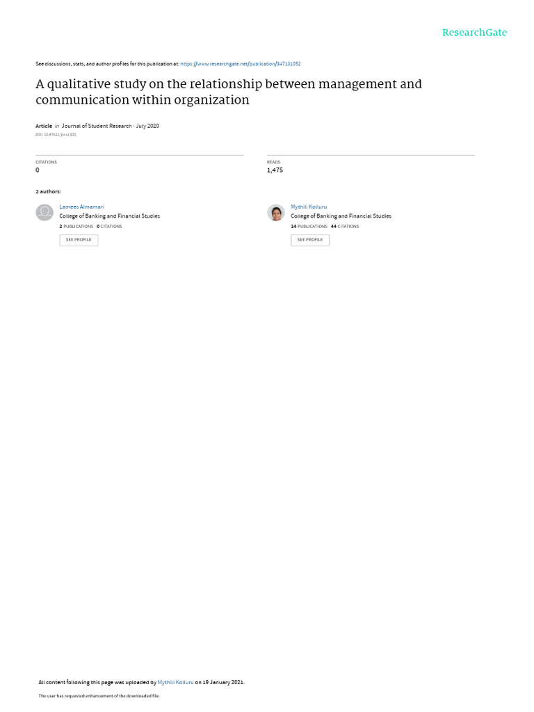 A Qualitative Study On The Relationship Between Management and ...