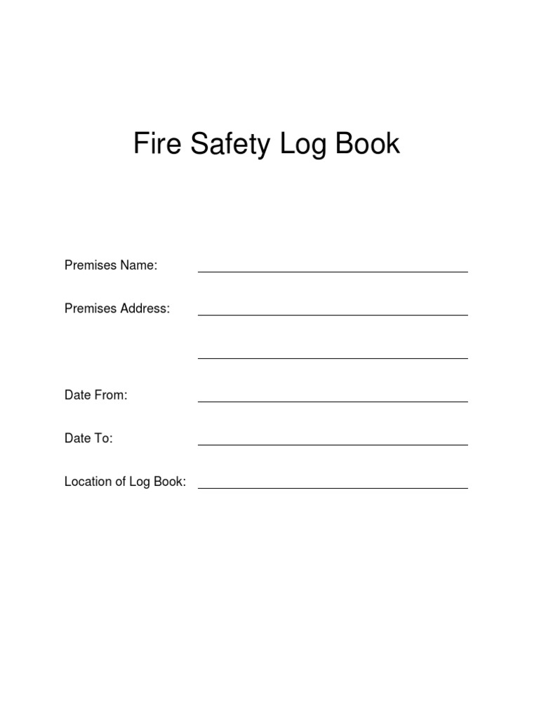 Fire Safety Log Book Template | Fire Sprinkler System | Flammability