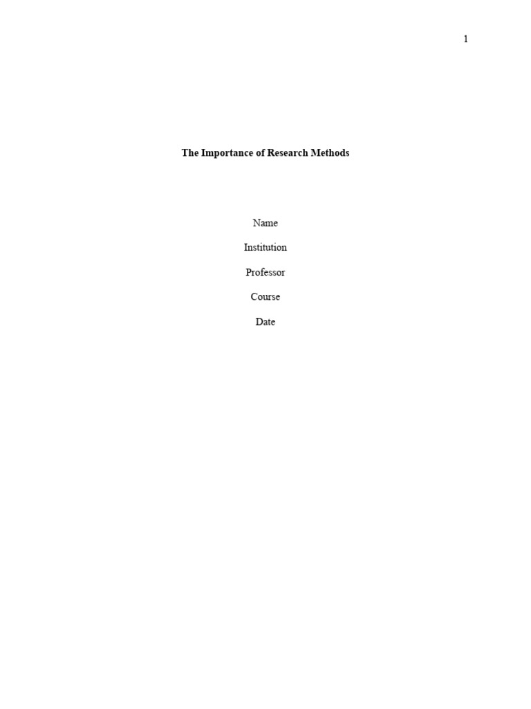 The Importance Of Research Methods Pdf Thought Understanding