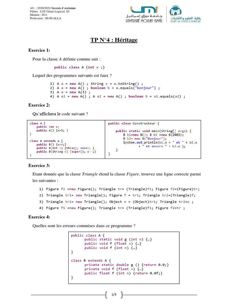 TP Java : Héritage et Polymorphisme | PDF | Zone | Ellipse