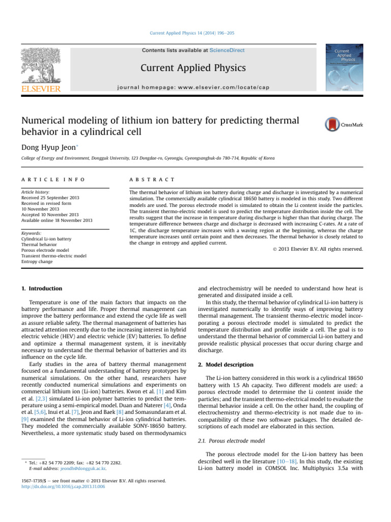 Thermal Modeling of Cylindrical Li-ion Batteries | PDF | Science ...