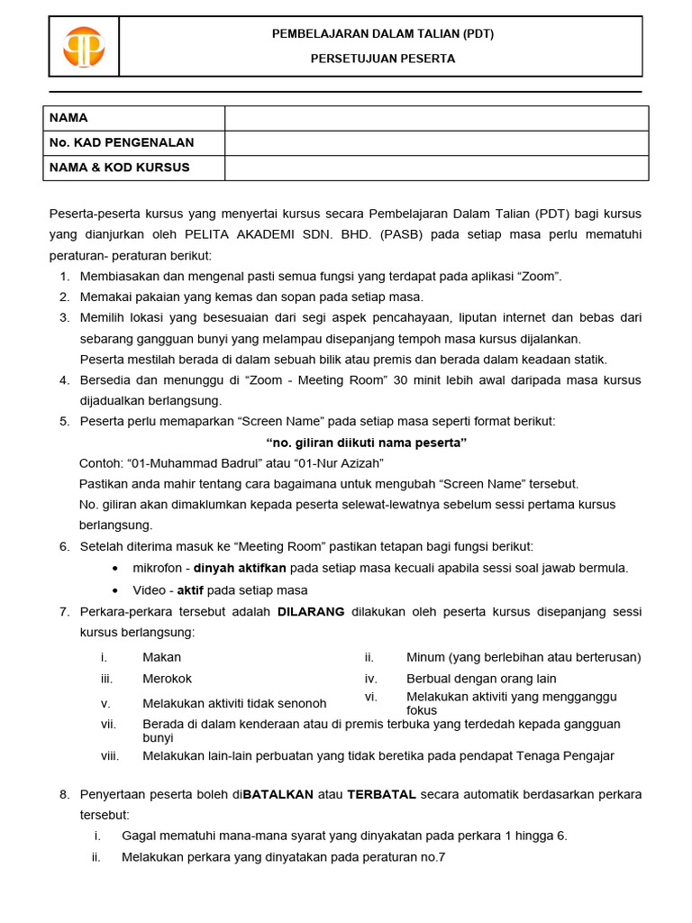 Rules Regulations Participants Pdf