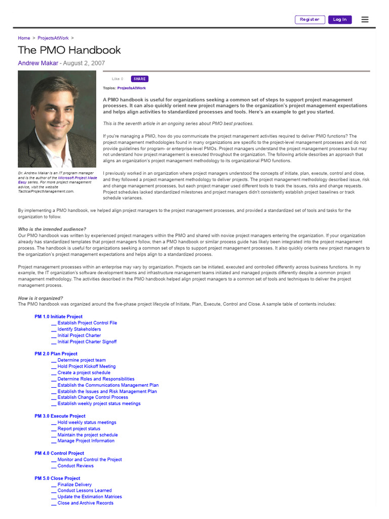 PMO - Project Management - Com - The PMO Handbook | PDF