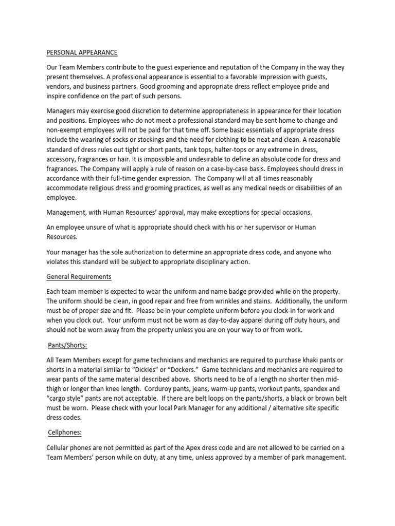 Dress and Grooming Policy Download Free PDF Clothing Shoe