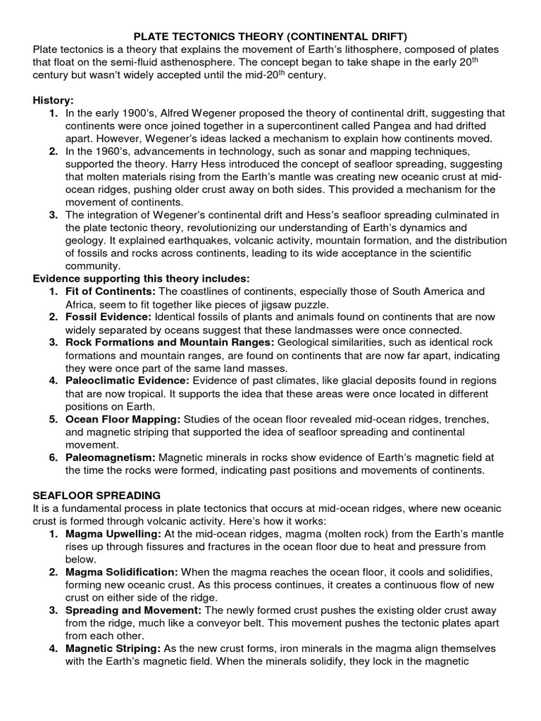 Plate Tectonic Theory Pdf Plate Tectonics Earth