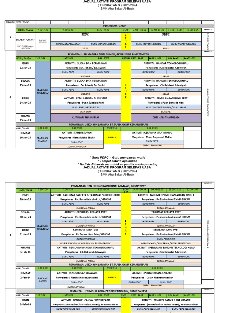 Jadual Program LPS Uasa 2023 | PDF
