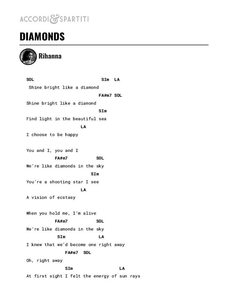 DIAMONDS Accordi 100% Corretti - Rihanna | PDF | Sun | Nature