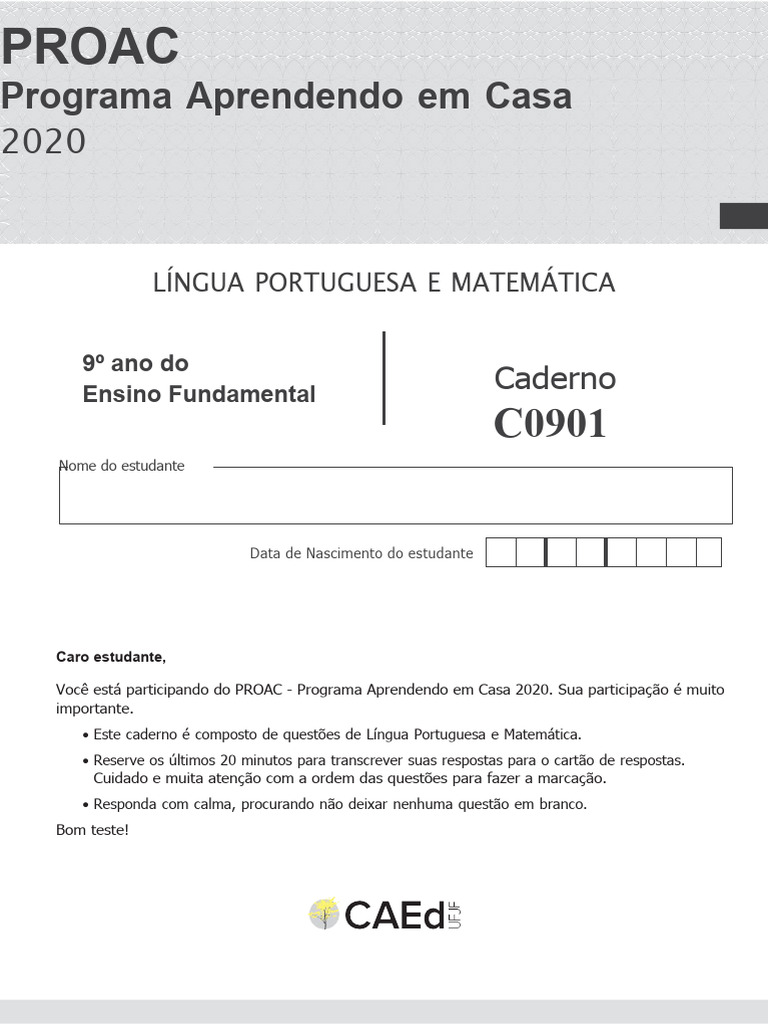 Gabarito CAED 9º Ano: Língua e Matemática | PDF | Desmatamento ...