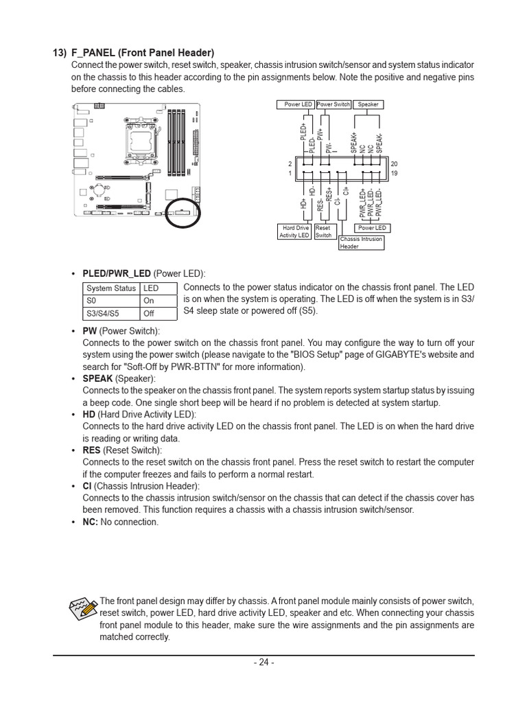 Front Panel Header Connections Guide | PDF | Booting | Computer Science