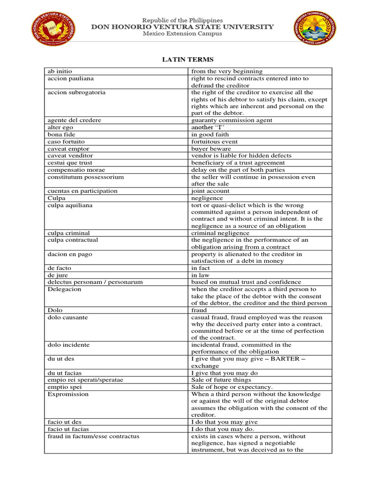 Latin Terms | PDF | Contract Law | Private Law