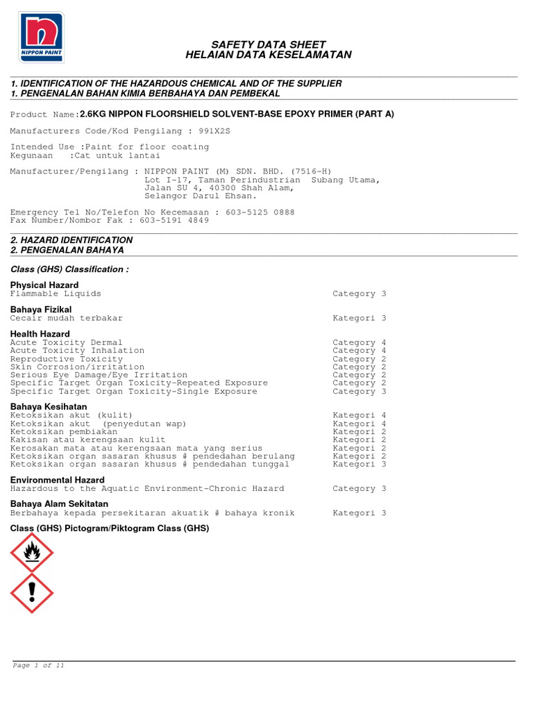 NipponFloorShieldSBEpoxyPrimerMSDS PDF