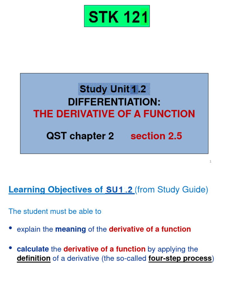 STK121 SUT 1.2.2 Derivative 4-Step (2021) | PDF | Derivative ...