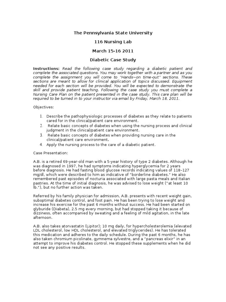 clinical case study diabetes mellitus