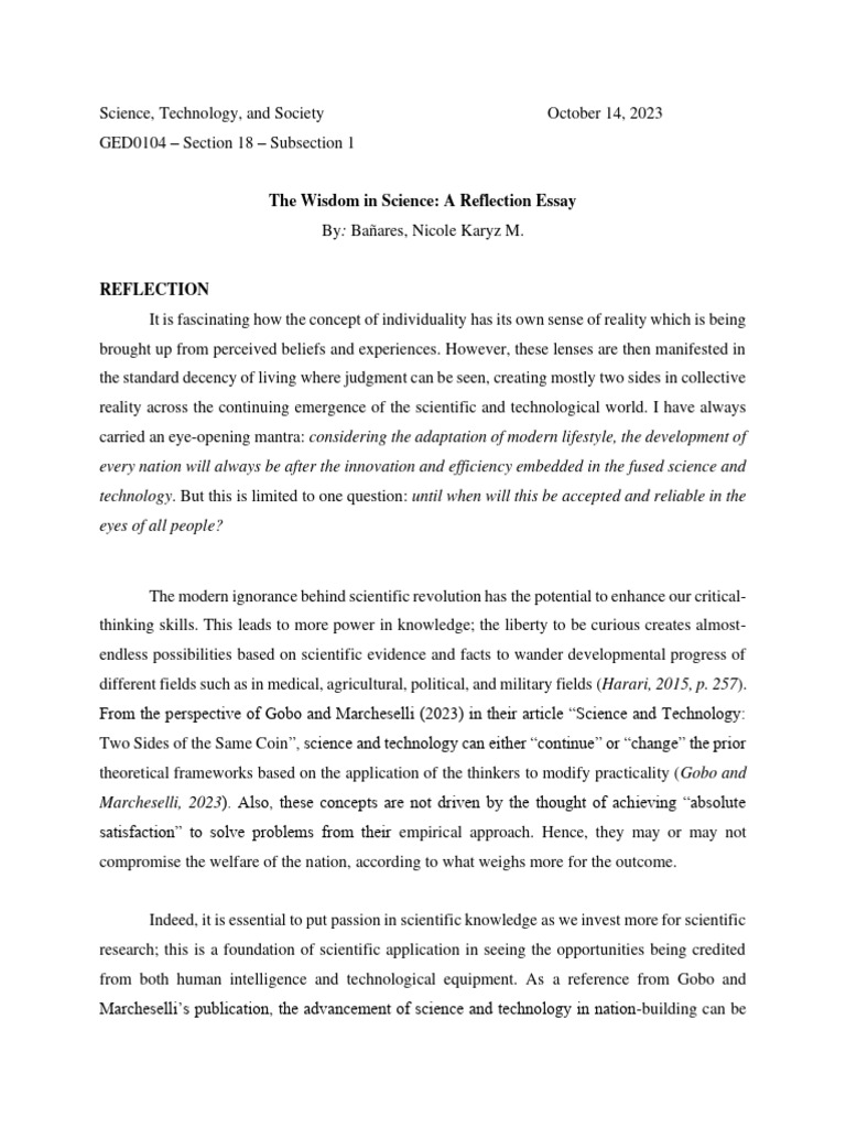 Science & Tech Reflections for Students | PDF | Social Science