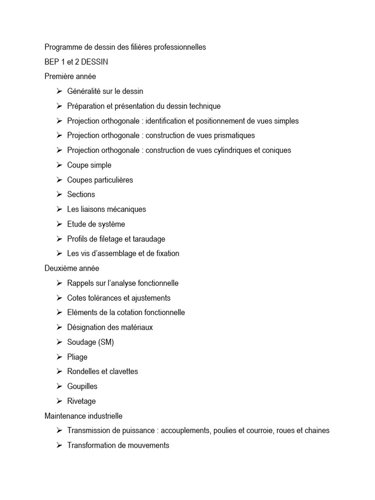 Programme de Dessin Et Mécanique | PDF