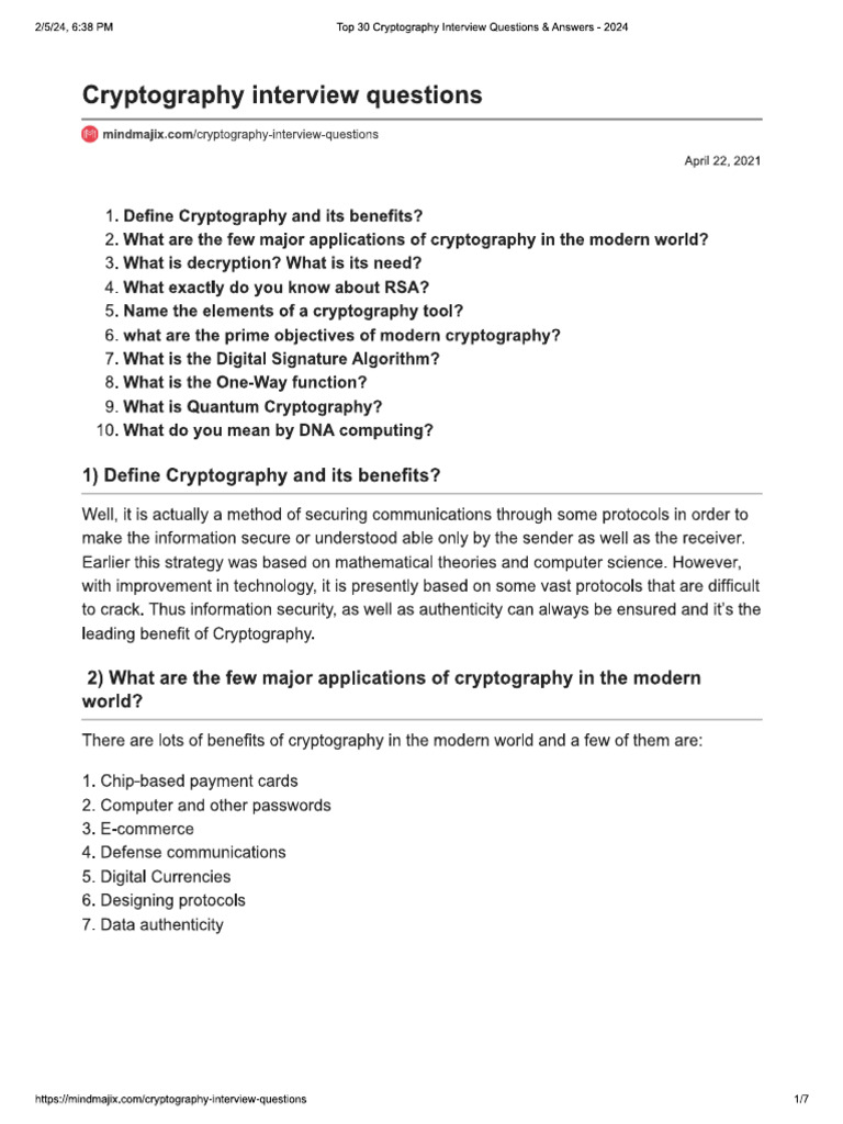 Des Algorithm In Cryptography Questions And Answers