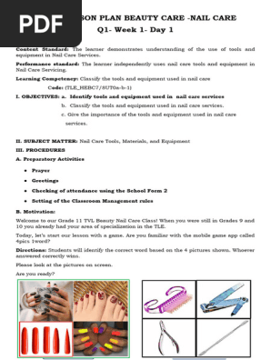DAILY LESSON PLAN IN BEAUTY NAIL CARE (COMMON)