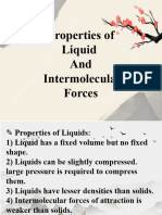 Properties of Liquid and Intermolecular Forces