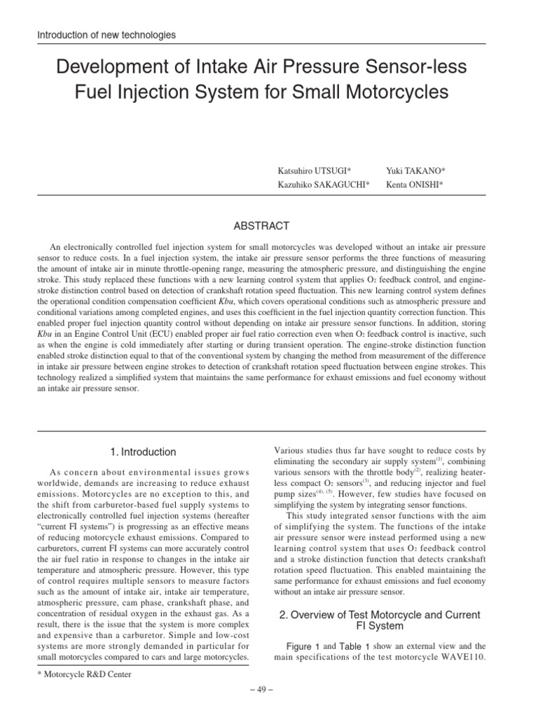 Sensor-less Fuel Injection for Motorcycles | PDF