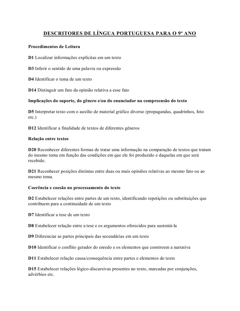 Descritores de Português 9º Ano | PDF | Clonagem | Tempo