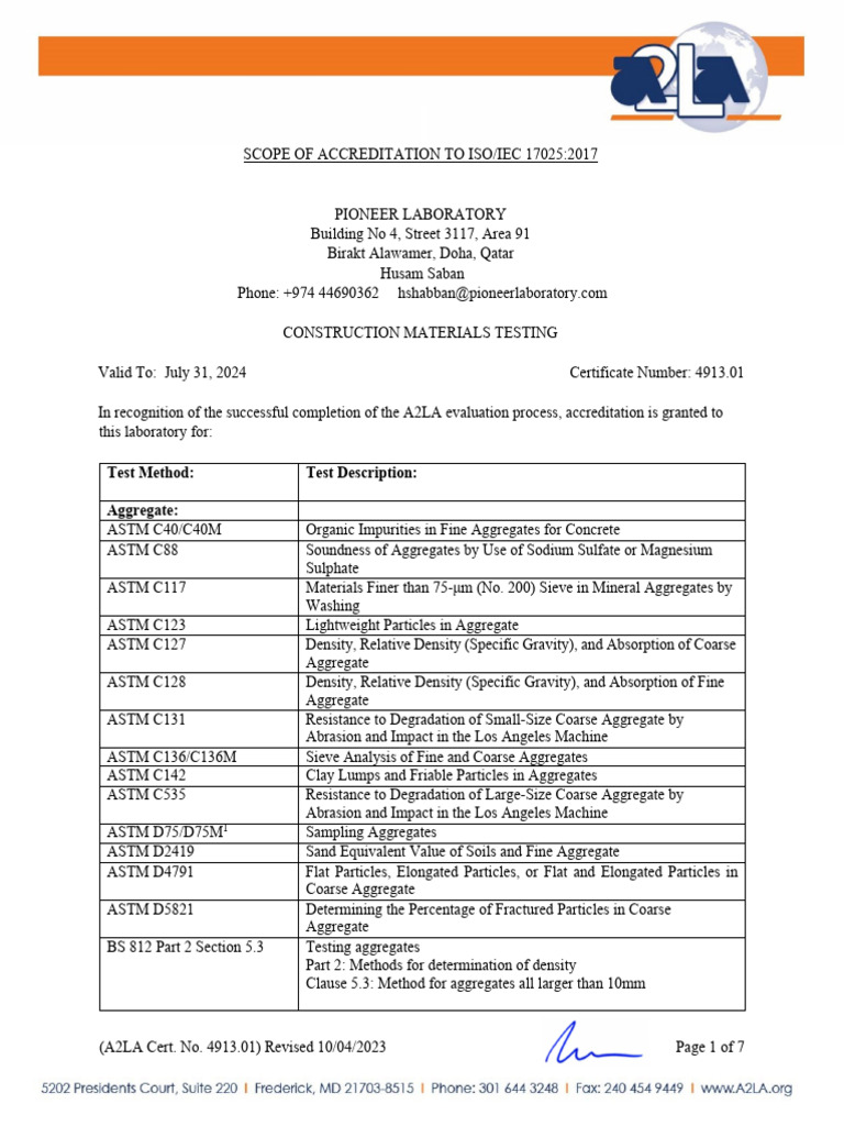 Test Method: Test Description: Aggregate | PDF