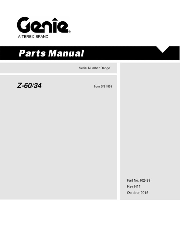 Genie Z60 Parts Manual PDF Axle Fuel Injection