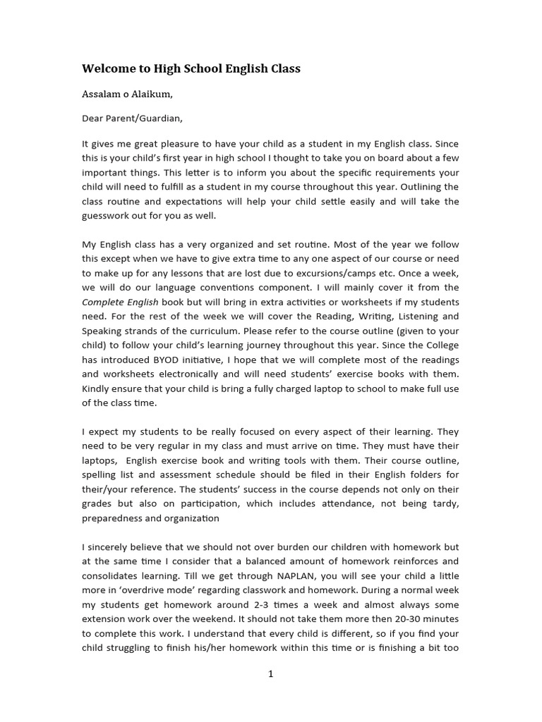 Welcome To High School English Class | PDF