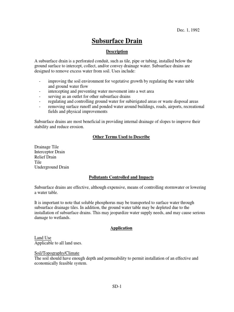 Sub Surface Drainage | PDF
