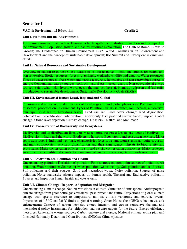 Env Education Syllabus Completed Biotechnology Pdf Climate Change