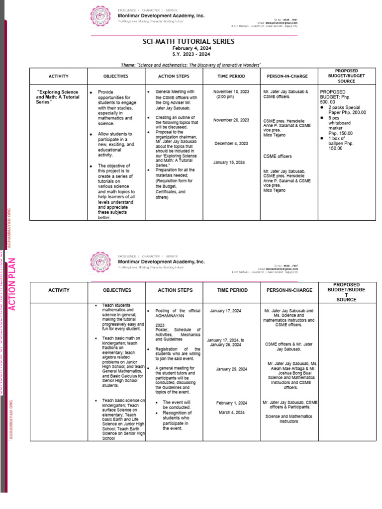 A Tutorial Series ACTION PLAN | PDF | Curriculum | Learning