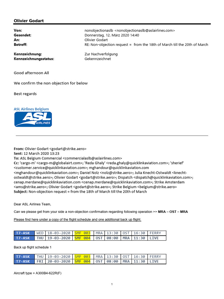 Non-Objection Ex ASL Airlines 12MAR20 | PDF