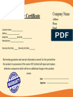 9 Warranty Certificate For Interior Work Word PDF